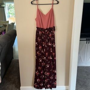 Women’s coral/floral jumpsuit size large